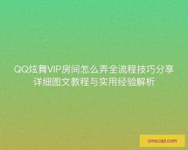 QQ炫舞VIP房间怎么弄全流程技巧分享详细图文教程与实用经验解析